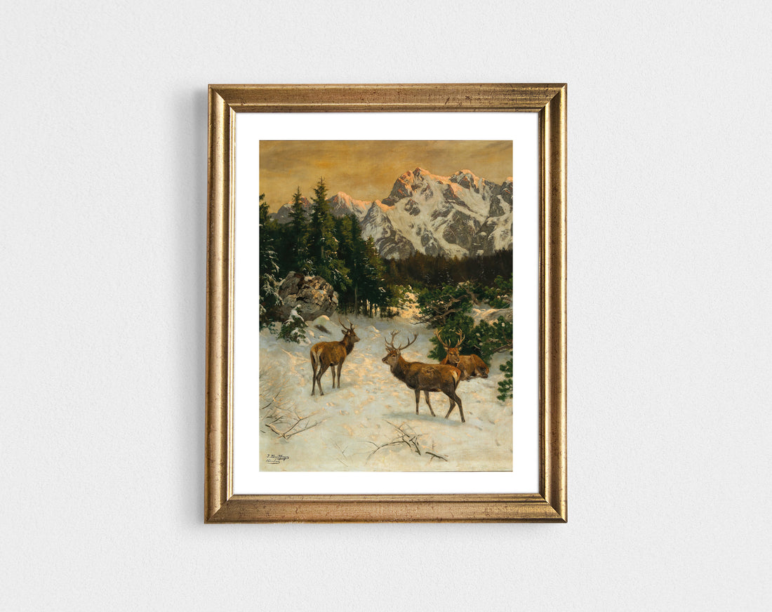 Red Deer in the Alps - holiday print-ready download