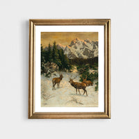 Red Deer in the Alps - holiday print-ready download