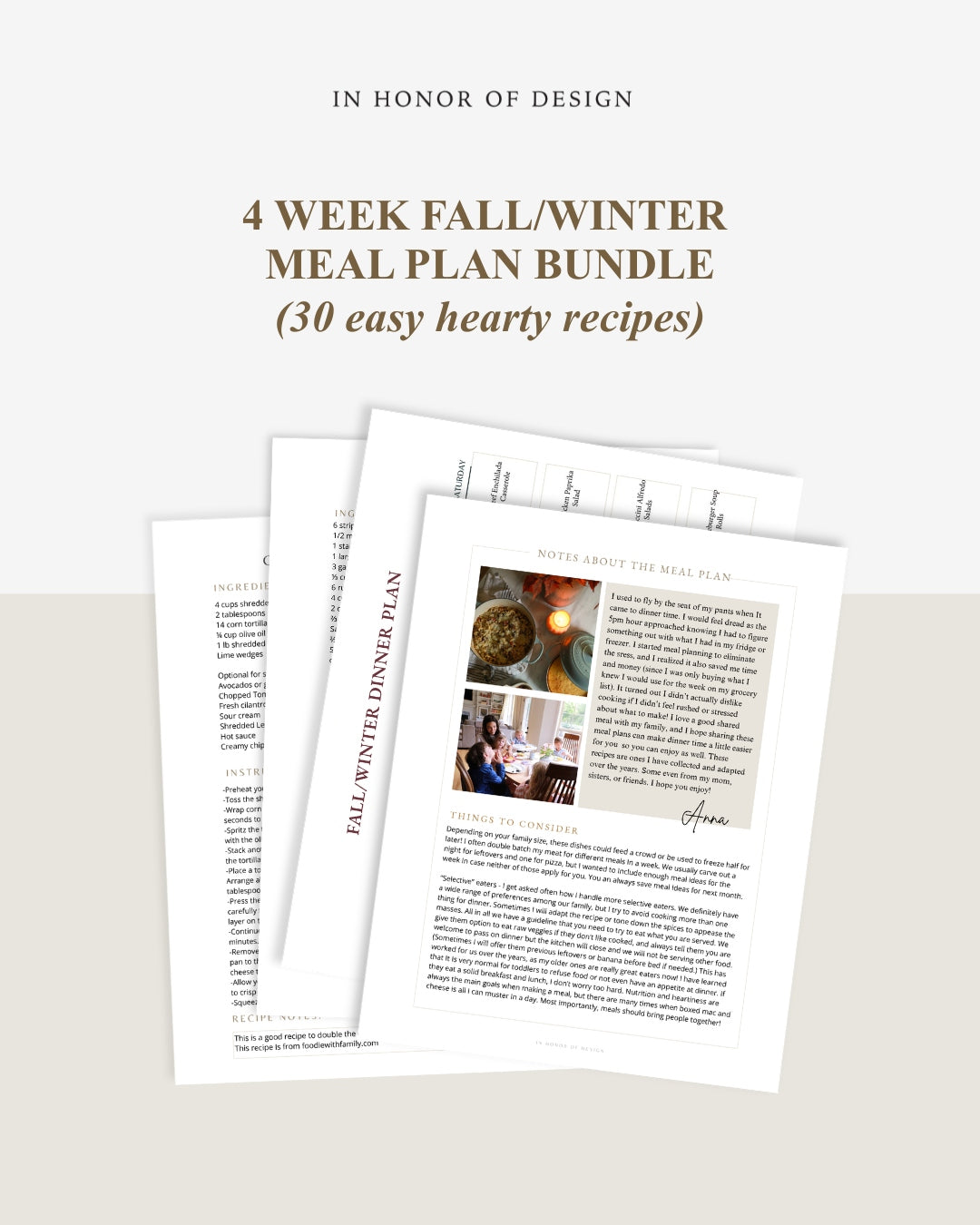Fall/Winter Meal Plan Bundle