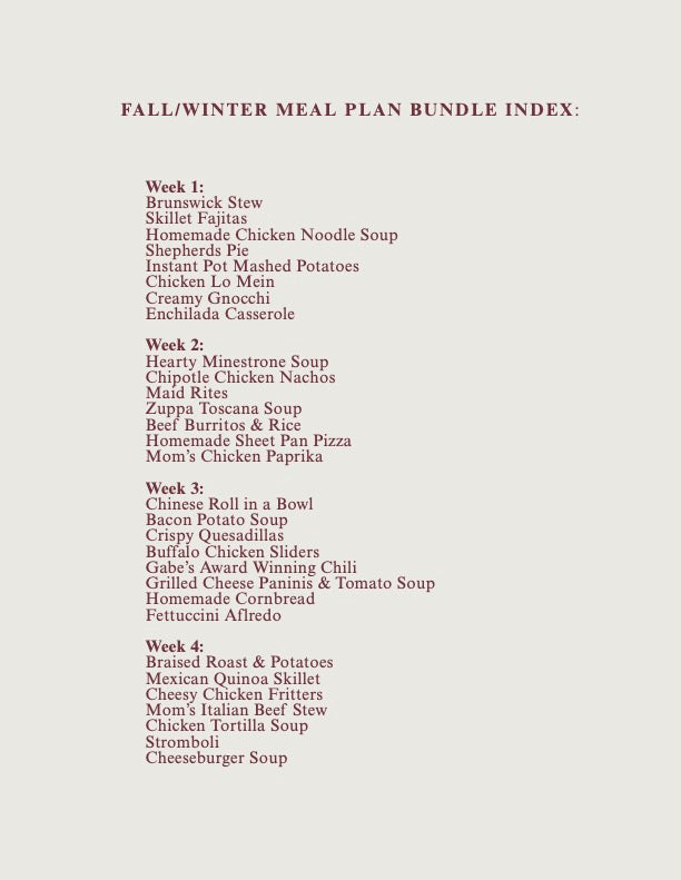Fall/Winter Meal Plan Bundle